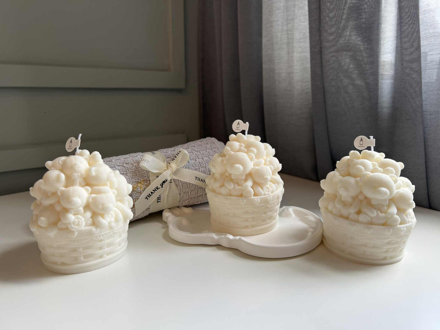 Teddy Bear Basket Candle