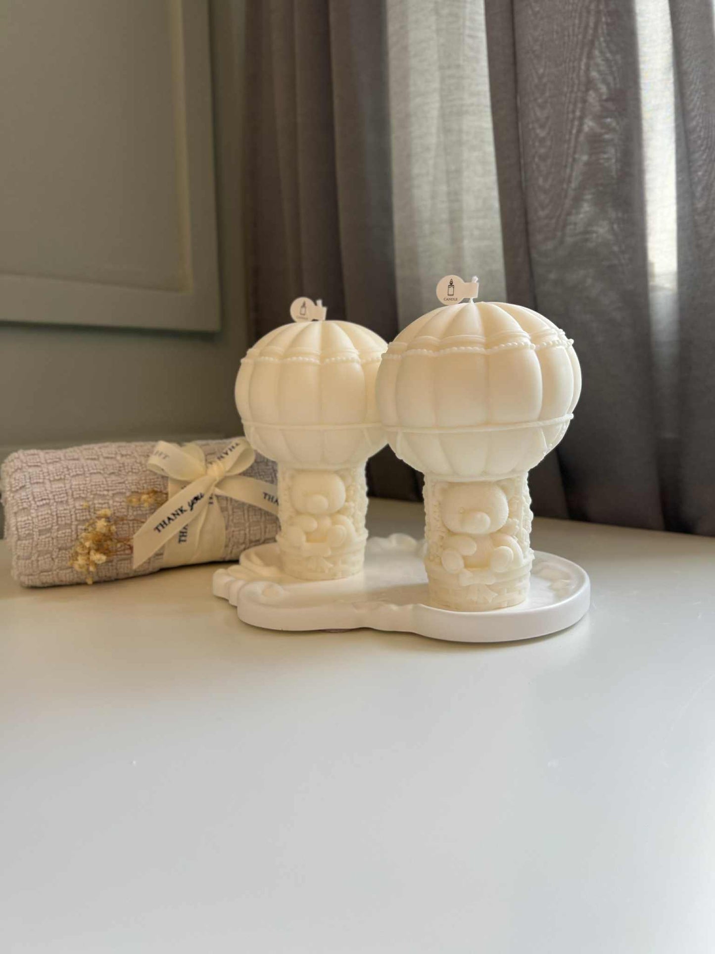 Hot Air Balloon Bear Candle
