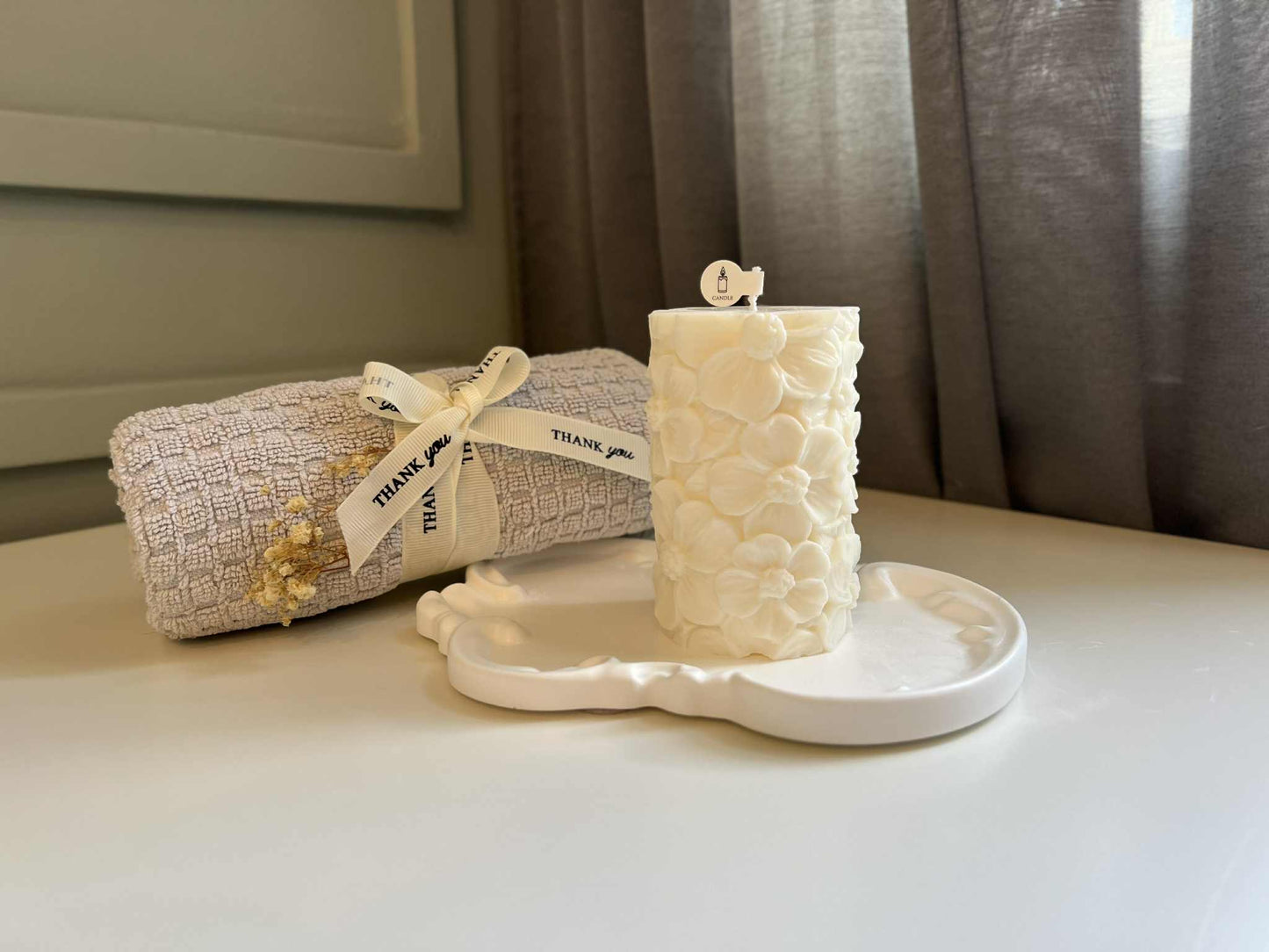 Butterfly & Floral Candle Duo, 3D – Handmade Decorative Set