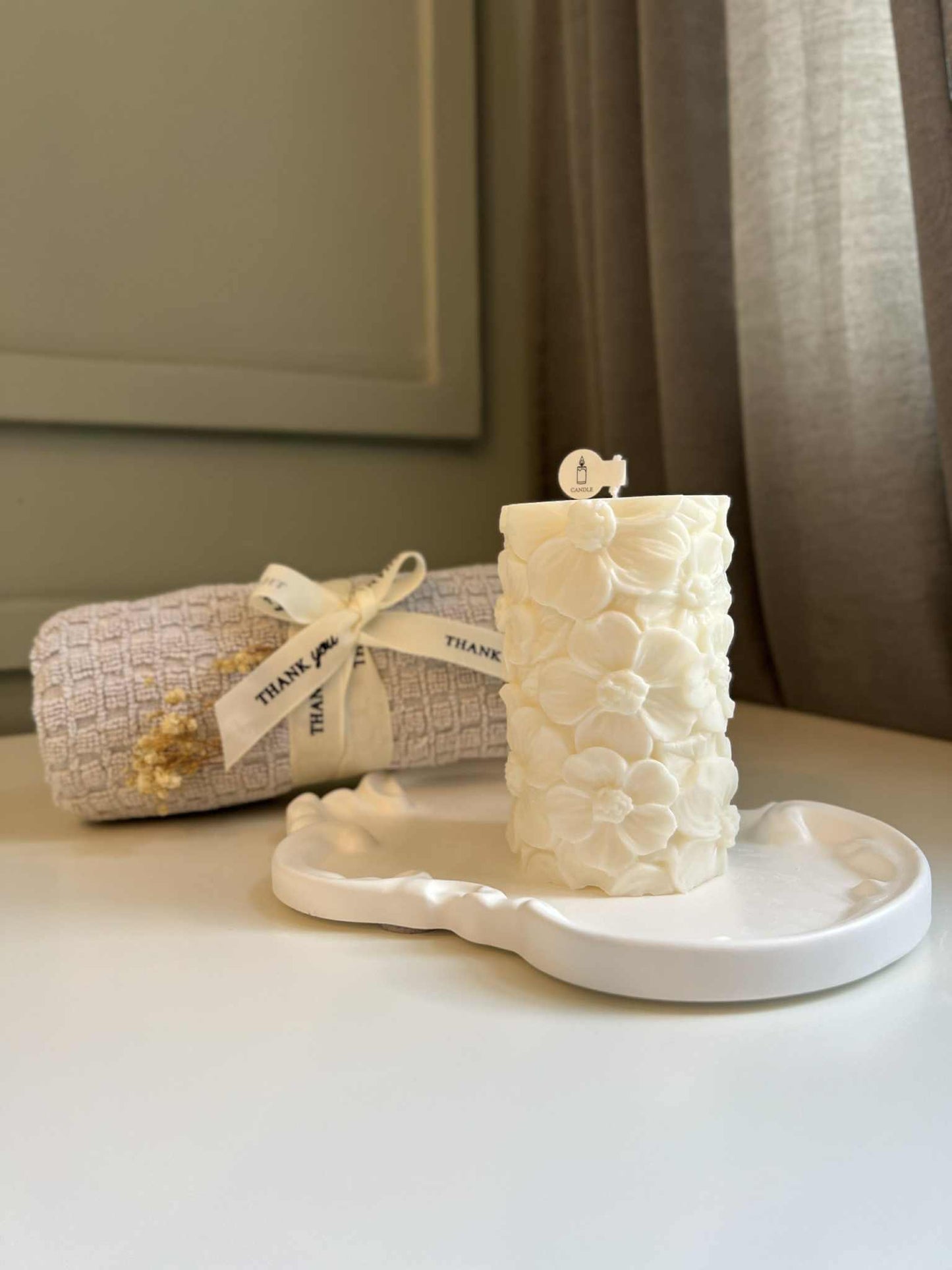 Butterfly & Floral Candle Duo, 3D – Handmade Decorative Set