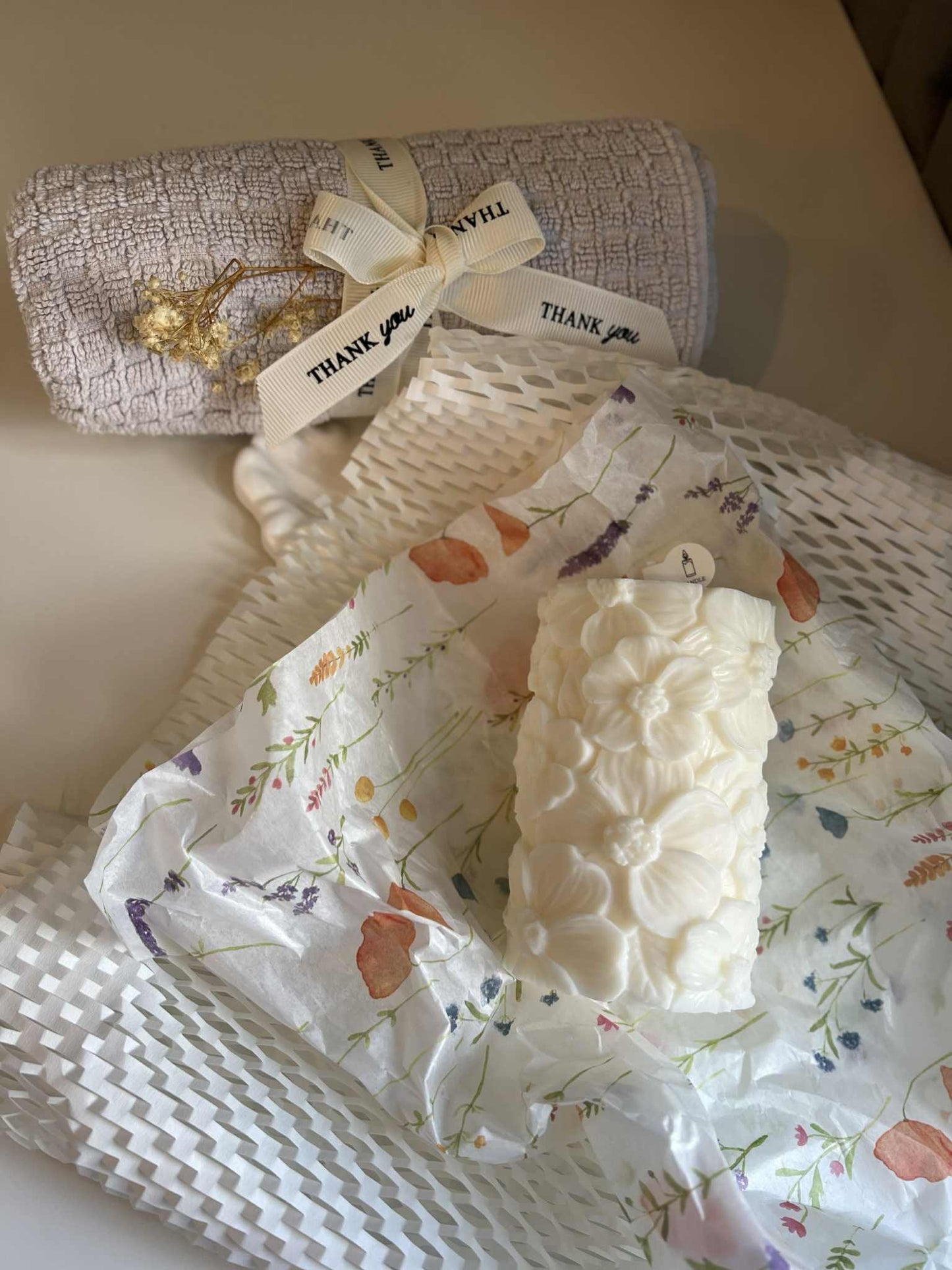 Butterfly & Floral Candle Duo, 3D – Handmade Decorative Set